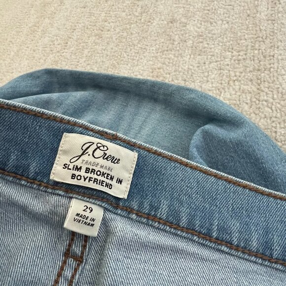 J. Crew Slim Broken In Boyfriend Blue Crop Jeans 29 - Picture 2 of 10